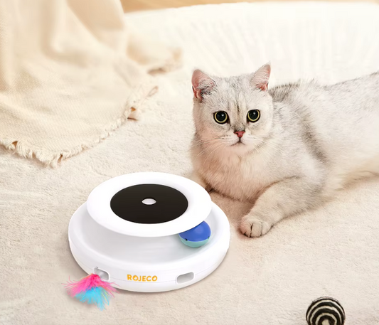 2-in-1 Smart Cat Toy – Automatic Feather Fun Ball Toy Set for Cats - 5 Modes Interactive Electronic Pet Toy